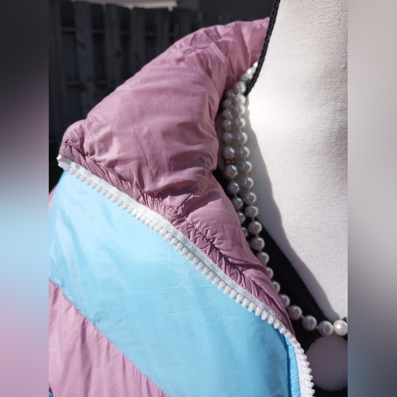 Urban Outfitters Pink & Blue Cotton Candy Puffer Jacket Coat Size XS - Picture 11 of 16